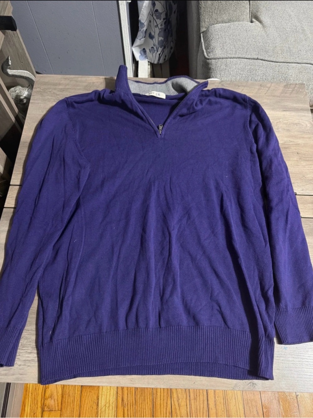 Old Navy Men's Zip-Neck Sweater in Deep Purple